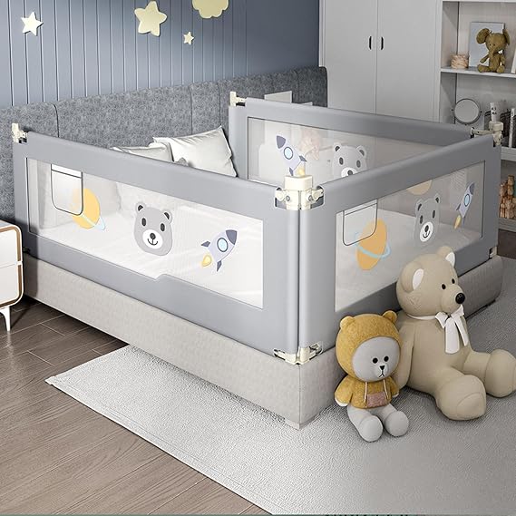 Baby Toddler Bed Rail, Toddler Kids Bed Guardrail, Baby Crib Guardrail with Double Child Lock, Patterned Child Safety Bed Rail C 2m