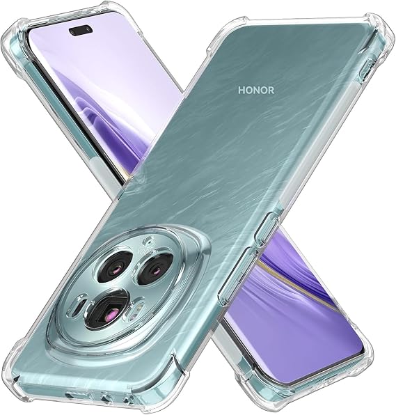 USTIYA Case for Honor Magic 6 Pro 5G Clear TPU Four Corners Military-Grade Protection Cover Transparent Soft funda