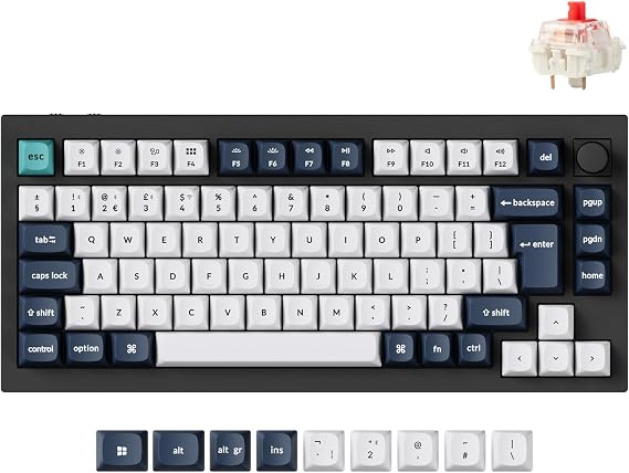 Keychron Q1 Max Wireless Mechanical Keyboard - Full Aluminum, Gateron Jupiter Red Linear Switch, Hot-Swappable Programmable Knob with QMK RGB(UK Layout) 2.4 GHz/Bluetooth for Mac Windows Linux - Black