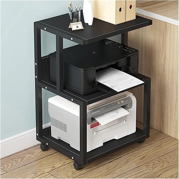 Printer Table Printer Stand with Storage 3-Tier Mobile Printer Cart Under Desk with Locable Wheels Printer Table for Home Office Organization Easy to use