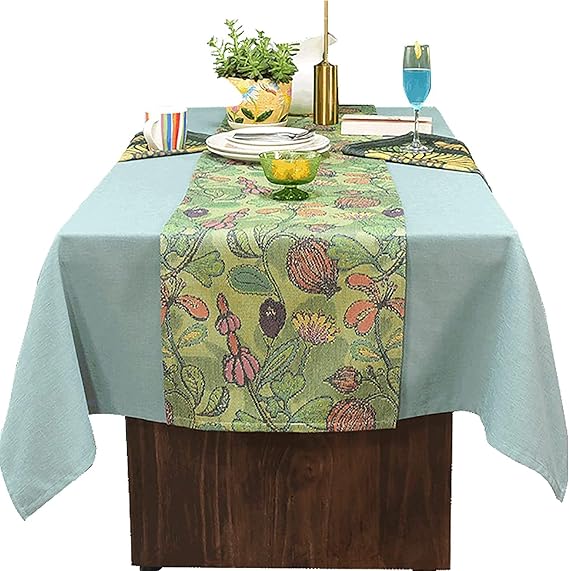 Table Runner Green Plant Elements Table Mat, Handcrafted Wedding Home Dining Table Christmas Decoration Table Flag (Size : 35cm x 160cm)