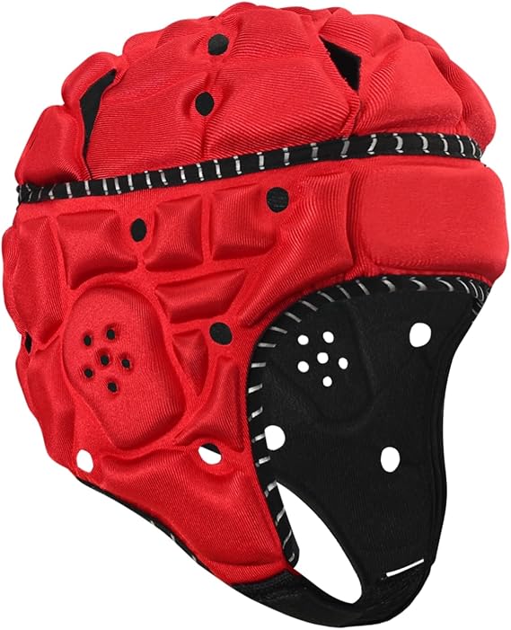 Soft Shell Padded Helmet, 7v7 Flag Football Headguard with Reflective Strips, Rugby Scrum Cap for Goalie Keeper, Hockey