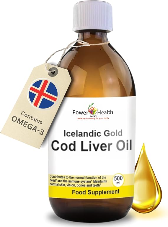 Cod Liver Oil Liquid (500ml) - Icelandic Gold Omega 3 Fish Oil