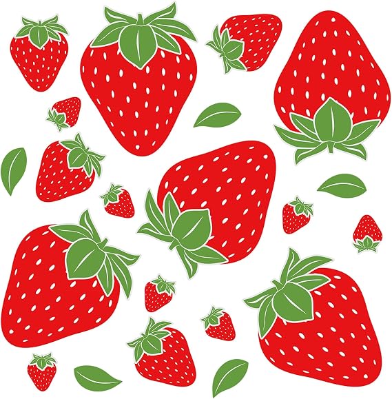84 Pcs Strawberry Stickers Decor Decals Sweet Berry Birthday Decor Strawberry Stickers Decorations for Girls Bedroom Home School Party Supplies