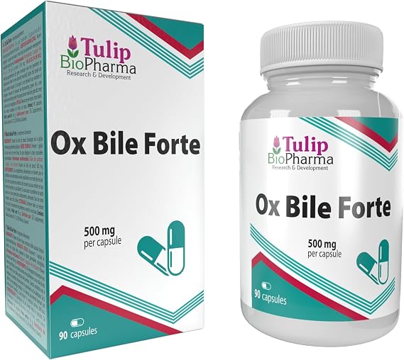 Tulip BioPharma Ox Bile Forte 500mg | 90 Capsules | 3-Month Supply | High Strength One-a-Day, No Fillers | 3rd Party Lab Tested
