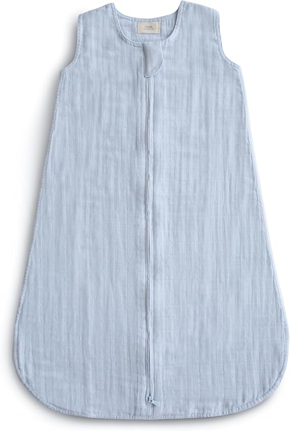 mushie Baby Wearable Blanket | 100% Organic Cotton Muslin | Sleeping Bag For Infants (Baby blue)
