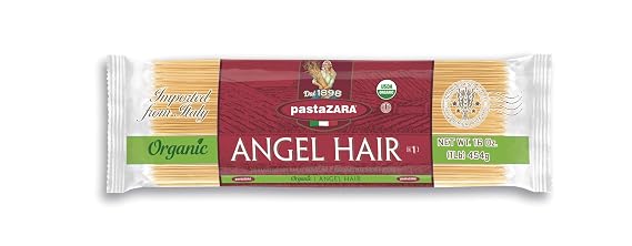 PASTA ZARA - Angel Hair - Organic - 100% Italian Pasta, Made with Durum Wheat Semolina Flour, Non GMO, Kosher (1 LB. BAG) - Consistently al Dente.