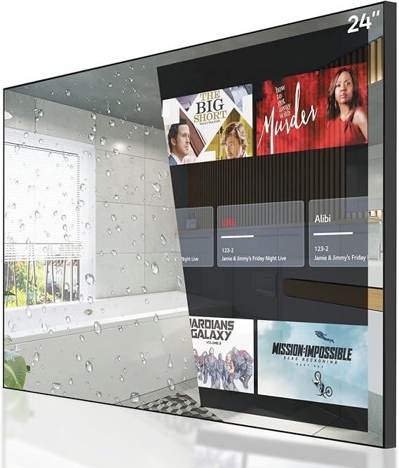 Soulaca 24 Inch Smart Mirror TV, Waterproof LED TV for Bathrooms and Hotels