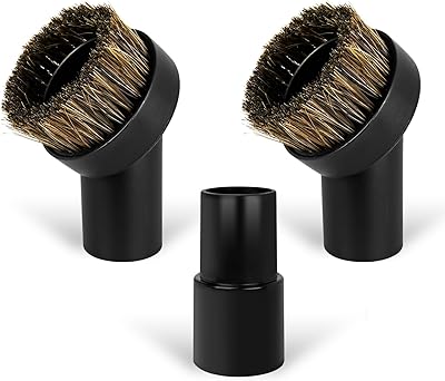 3PCS Horse Hair Brush Vacuum Attachment Set - Black Round Horse Hair Vacuum Attachments & Brushes - Shop Vac Brush Attachment for Most Vacuum Cleaners Accessories - 1 14 Vacuum Attachments Included