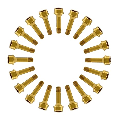 RISON Titanium Wheel Lug Bolts M14x1.5x52/67mm Lug Bolts Aerospace Grade 6AL4V Lightweight and Durability Lug Bolt Car Accessories for Ferrari Pack of 20pcs (Gold, M14X1.5X67mm)