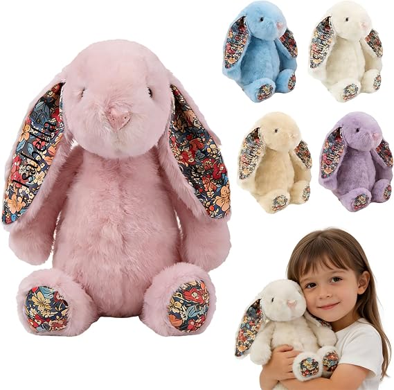 Personalised Embroidered Easter Bunny, Name & Year Custom Plush Toy, Ideal for Easter & Birthday Gift, Easter Basket Filler, Keepsake for Kids & Toddlers
