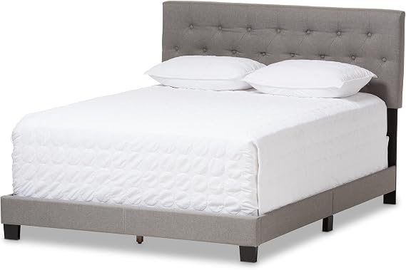 Baxton Studio Headboards & Beds, Queen, Light Grey, 424-7458-AMZ