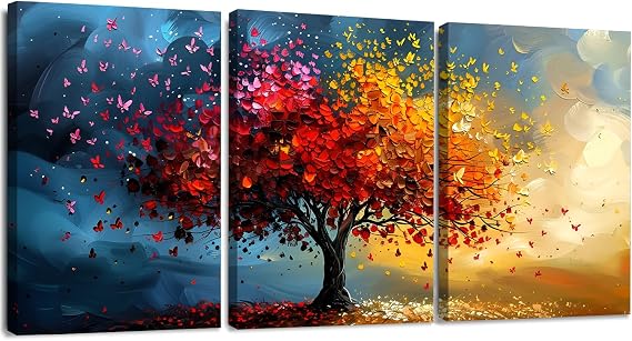YWQQ Canvas Wall Art, Modern Tree Of Life Prints | 3-Piece Modern Abstract Canvas Pictures for Living Room, Bedroom, Hallway, Kitchen or Office, 30x40cm