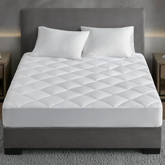 Croscill Signature Waterproof Mattress Pad Cotton Knit Diamond, King, White