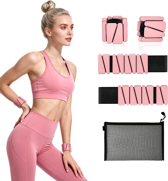 Ankle Weights 2 lb Set for Women & Men - Adjustable Wrist/Leg Weights with Soft Neoprene & Metal D-Ring, Sweat-Proof for Walking Running Pilates HIIT At Home Workout