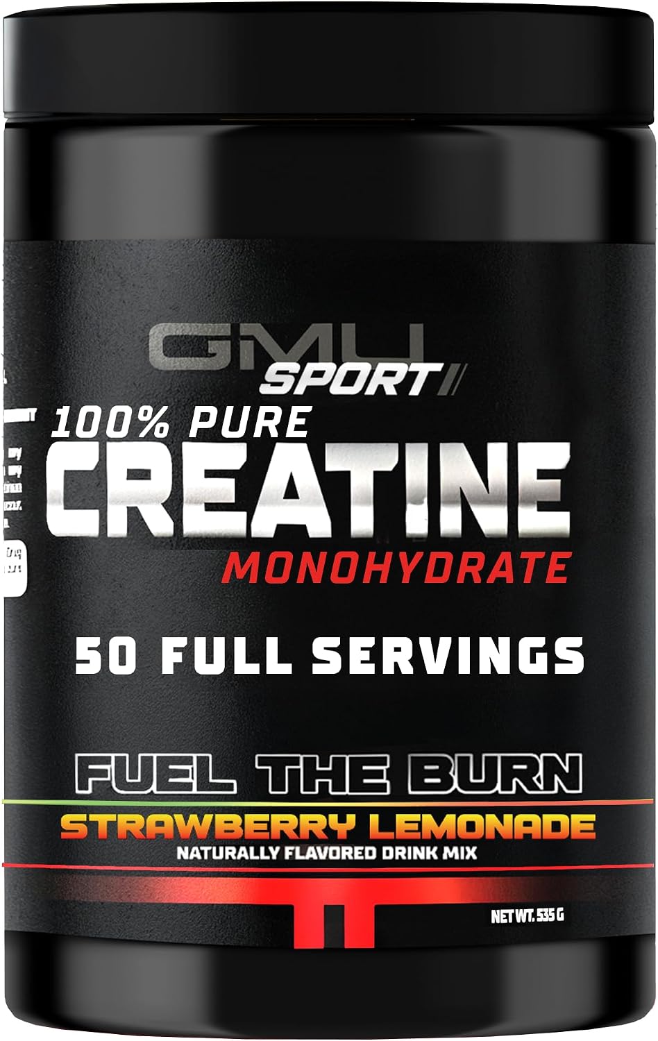 GMU SPORT - Flavored Creatine Monohydrate Powder for Men and Women - Pure Creatine Powder for Muscle Growth, Enhanced Performance and Increased Strength - Creatine Strawberry Lemonade Supplement