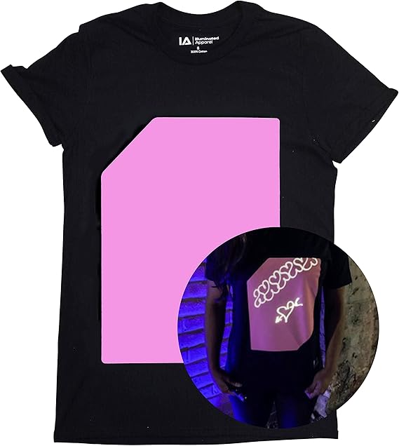 Illuminated Apparel Interactive Glow in The Dark T-Shirt - Fun for Birthday Parties & Festivals - Light up The Night