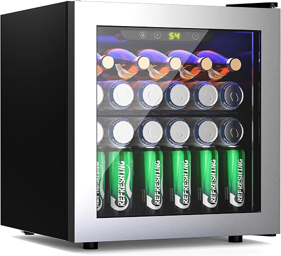 Kismile 1.3 Cu.Ft Beverage Refrigerator, 12 Bottles 50 Cans Beverage Fridge