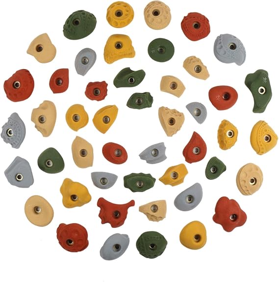 Atomik Climbing Holds 47 Bolt-On Variety Holds in Assorted Earth Tones with Indoor Hardware