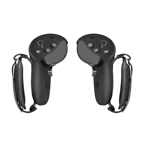 Globular Cluster Silicone Grips for Meta Quest Pro Controllers (Black) | come with PU leather Cushion Pad - more comfortable
