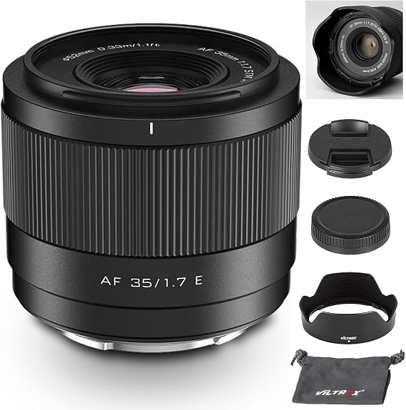 VILTROX 35mm F1.7 E-Mount Large Aperture APS-C STM Auto Focus Prime Lens for Sony E-Mount Camera FX3 A7C A7RII A7SII A7II A7RIII A7IV A7RIV A9 A1 ZVE1 A93 A6700 A6600 A6500 A6400 ZV-E10 FX30 ZV-E10II