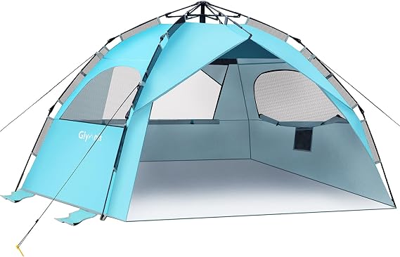 Glymnis Pop Up Beach Tent Large for 4-6 Person, Instant Pop Up Automatic Beach Tent UV Protection Sun Shelter Easy Setup for Family Picnic