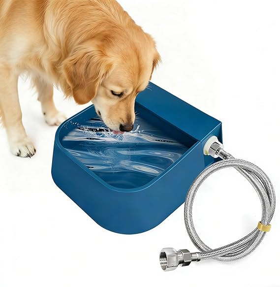 Enjoying Automatic Dog Water Dispenser with 59" Metal Water Pipe, Auto Fill Dog Water Bowl for 3/4" or 1/2" Male End Faucet, Large Automatic Waterer for Dogs Cats Chicken Pigs Livestock