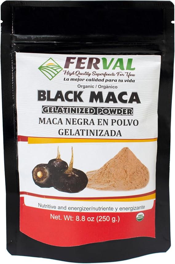 Ferval - Black Maca Powder (Bag of 8.8 oz) - Superfood from the Andes of Peru - By Iky Store