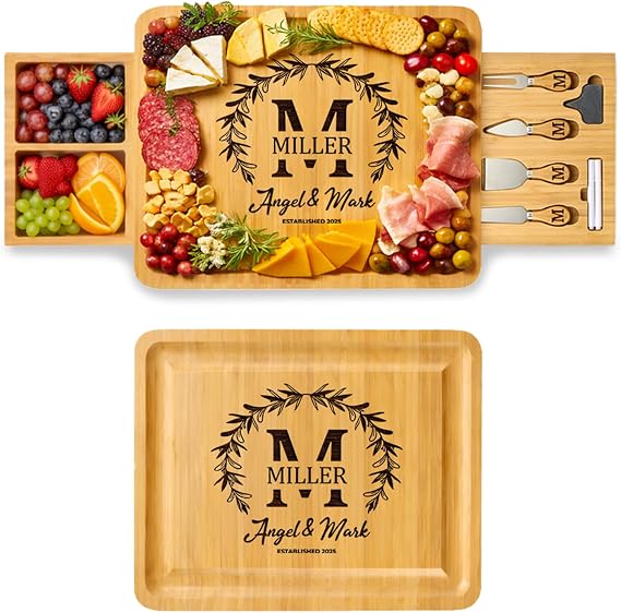 Personalized Charcuterie Boards Gift Set, Custom Engraved for Wedding