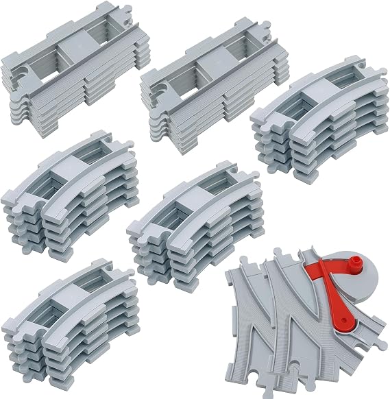 Cabeeskii Toy Railway Train Railway Tracks Toy Railway Train Consists of Straight and Curved Crossed Tracks, Compatible with Market Leader for 2 Years (32 Pcs)