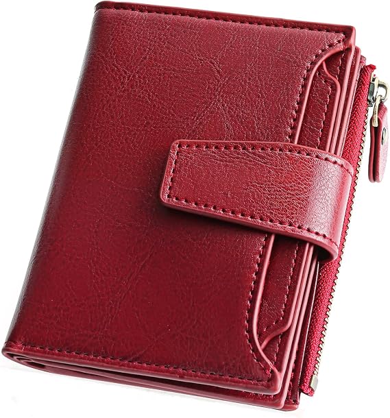 GOIACII Leather Women's Wallet RFID Blocking Credit Card Holder Red