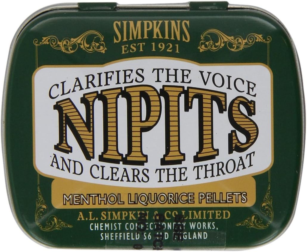 Nipits Liquorice Pellets Menthol Flavour (Imps) Pocket-Size Tins 12 g (Pack of 3)