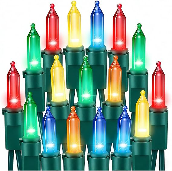 Christmas Lights Battery Operated - 17 FT 50 LED Mini Lights with 8 Modes, Waterproof Tree Light for Xmas Christmas Garland Bedroom Outdoor Indoor Holiday Party Garden Decor, Multicolor