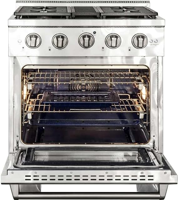 AKD3001LP NXR 30" Culinary Series Dual Fuel Range with 4 German Dual Power Burners and Cast Iron Grates - Liquid Propane - Stainless Steel