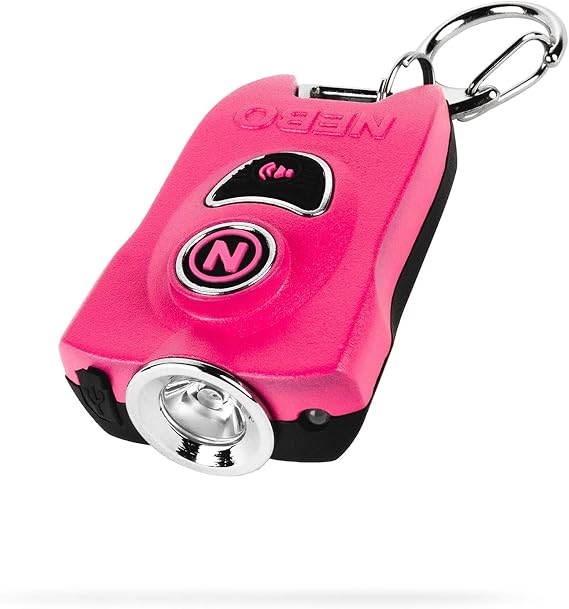 NEBO MYPAL Rechargeable Keychain Flashlight & Safety Alarm | 400 Lumens, 7 Light Modes, Loud 115db Alarm, Durable & Water Resistant for Personal Security, Includes Charging Cable Pink