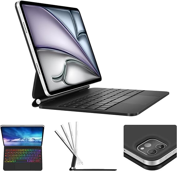 Keyboard Case for iPad Air 11-inch(M3/M2,2025/2024) & iPad Pro 11 inch(1st/2nd/3rd/4th Gen),Magic Keyboard for 10.9" iPad Air (4th and 5th Generation),Magnetic Stand,Integrated Trackpad,7 RGB Backlit