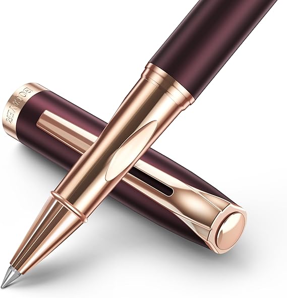 samurai Rollerball Liquid Ink Pen Set,Luxury Executive Writing Pen for the Office,roller ball Pen Refillable,Schmidt Refill*2 And Gift Box,Best ballpoint pen Gift Set for Men & Women(Dark red)