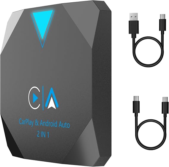 Android Auto Wireless Adapter, 2 in 1 Wireless CarPlay Adapter for iPhone, CarPlay Wireless Adapter Convert Wired to Wireless, Plug & Play for Factory Wired CarPlay Cars - Fit from 2016 and iOS 10+