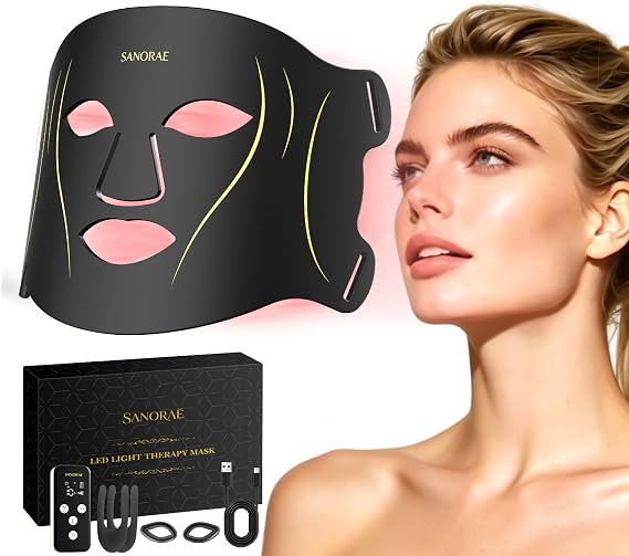 Red Light Therapy Mask for Face, 850nm NIR, Red Blue Amber Light