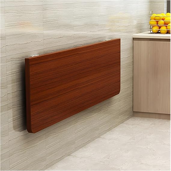 Wall Mounted Folding Table for Small Spaces Space Saving Wall Desk for Laundry Room Home Office Garage and Basement Kitchen Walnut Wood 80 * 30cm