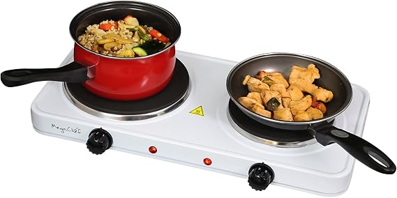 MegaChef Portable Easy Clean Dual Electric Cooktop Countertop Burner Stove