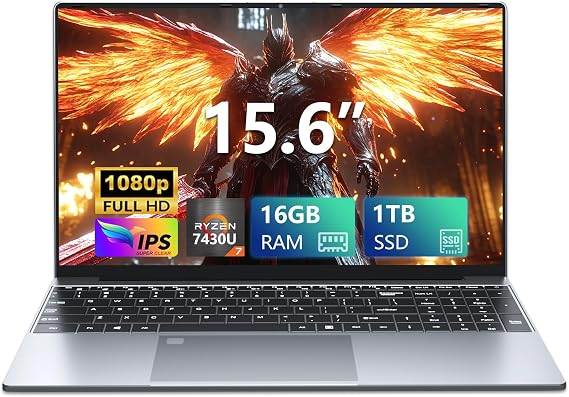 AVENKA Laptop, AMD Ryzen 5 7430U CPU (Up to 4.3GHz) Gaming Laptop, Laptops with 16GB RAM 1TB SSD, AMD Radeon Lap top, 15.6" IPS 1080P, Backlit KB, 46.2Wh Battery, Type-C, HDMI,WiFi 5, BT5, Win 11 Pro