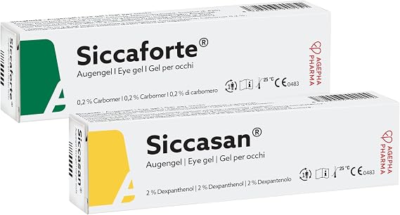 Siccaforte & Siccasan Eye Gel for Dry Eyes | for Day & Night Use | Intensive Dry Eye Gel with Carbomer & Dexpanthenol | Corneal Gel & Eye Lubricant | Hydrates Dry Eyes | Soothes Sore and Red Eyes.