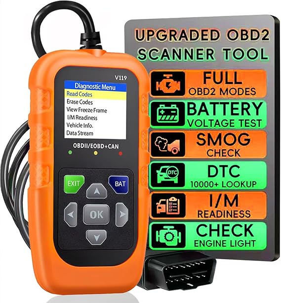 V119 OBD2 Scanner Code Reader, Check Engine Light Diagnostic Tool, Car Voltage Tester for Vehicles Since 1996