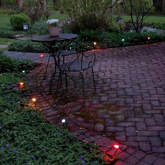 LumaBase Electric Pathway Lights with 10 Multicolor Bulbs
