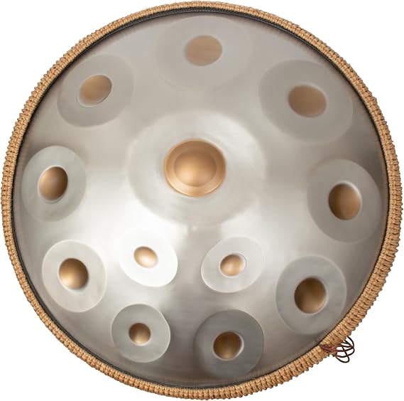 ANTETOK Handpan Instrument, 432hz 22Inch 12 Notes Silver, Professional Handmade Handpan for Music Healing, Yoga