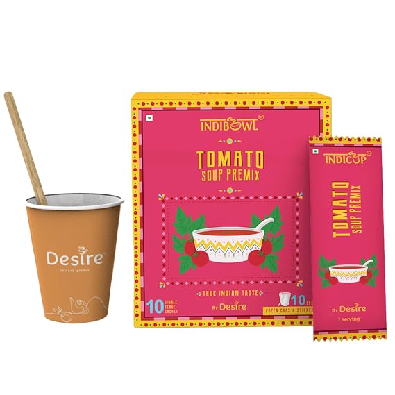 INDICUP Tomato Soup Instant Premix, Pack Of 1-10 Sachets, Premix, Refreshing Taste,