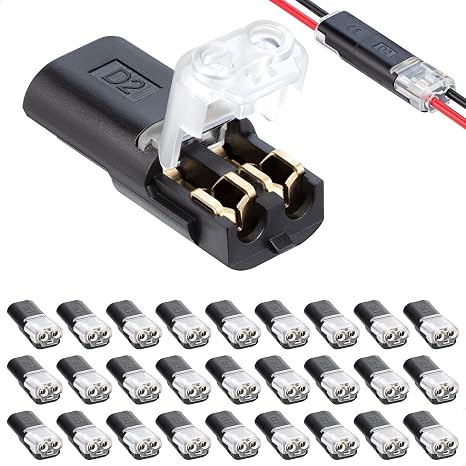 50Pcs Low Voltage Wire Connectors, 2 Pin 2 Way Quick Plug-in Connectors for LED Strip Lights