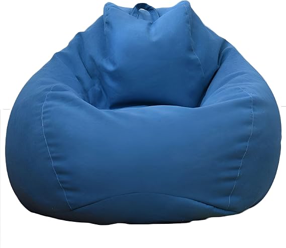 2026 NEW Solid Color Cloth Lazy Lounger Bean Bag Sack Chair Sofa Dust Cover Decoration Blue M