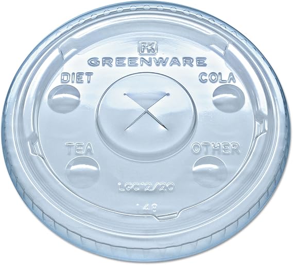 Fabri-Kal LGC1220 Greenware Cold Drink Lids Fits 9 12 20 oz Cups Clear 1000/Carton